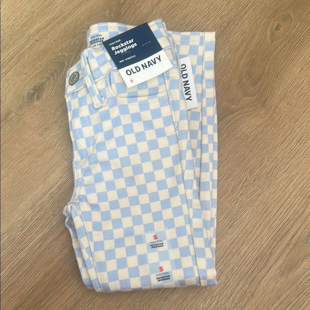 Old Navy Light Blue and White Checkered Pants